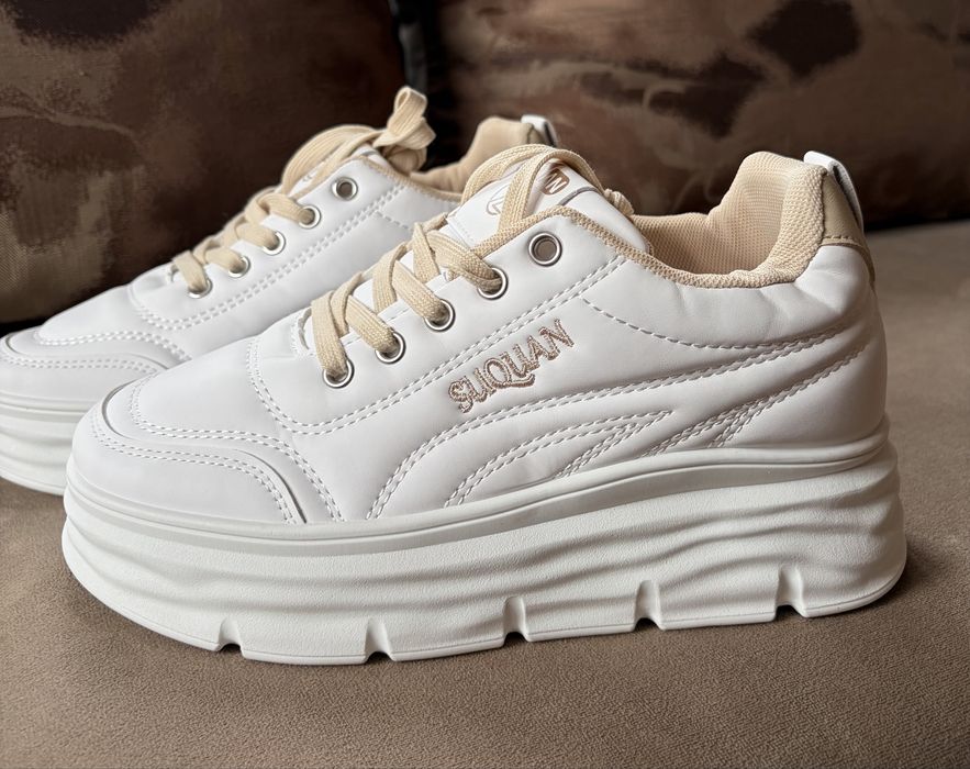 Кожени дамски боти с висока подметка 38