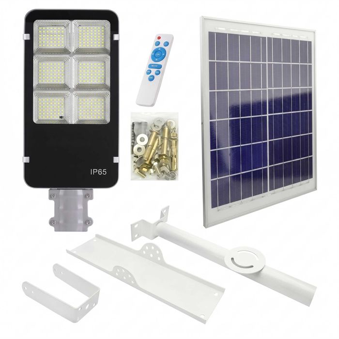 Lampa Solara Stradala 200W cu Panou Solar Telecomanda, Suport Metalic