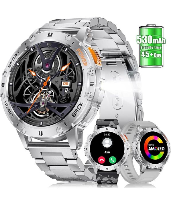 Foxbox LIGE Smartwatch Ceas barbati 1.43 inch argintiu