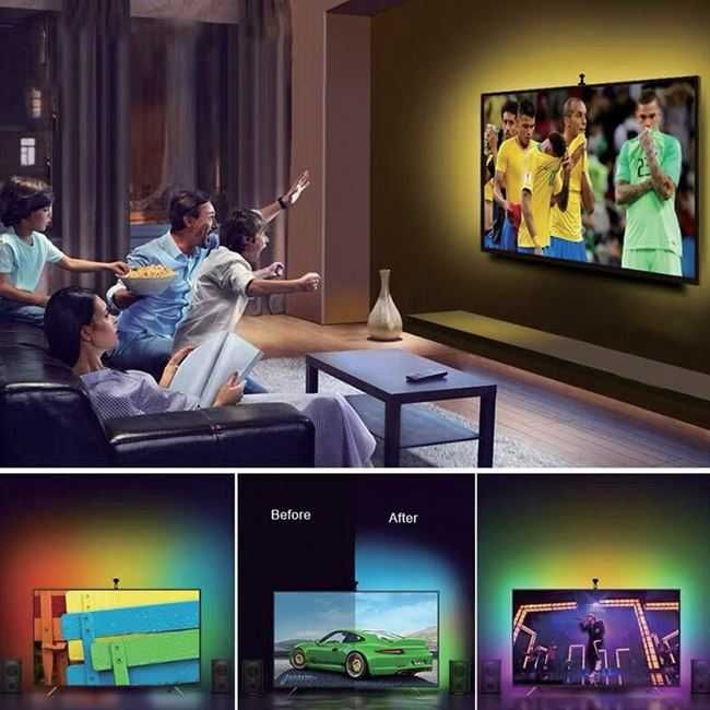 Самозалепваща се RGB LED Лента с дистанционно 12V - 3м