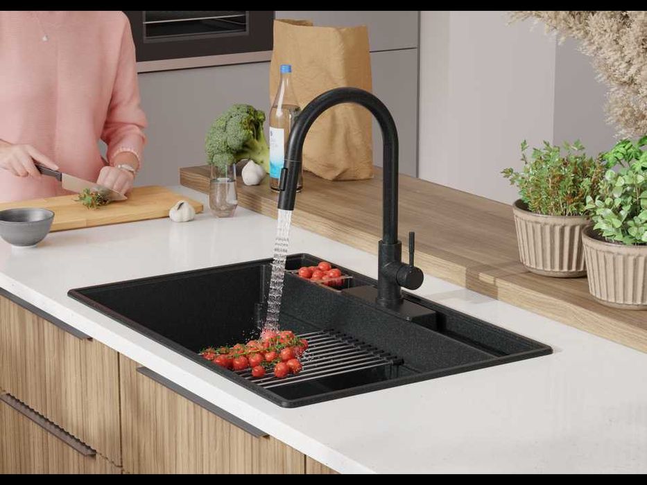 Графит кухненска гранитна мивка Ню Йорк 80 Multispace 780 x 530 мм