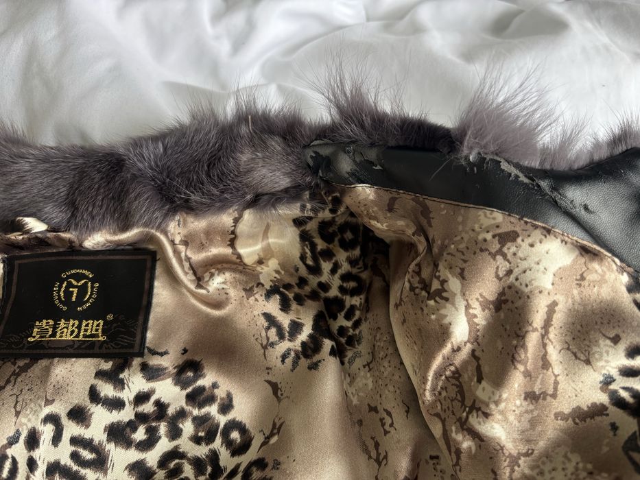 Vand scurta de blana naturala de vulpe gri argintie cu usoare defecte