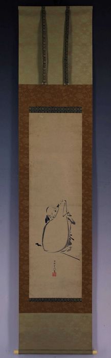 Уникален музеен японски скрол (Какемоно) – Майстор Кано Цуненобу (1636–1713) | Епоха Едо (XVIII в.) | Монументална рамка 198х58 см