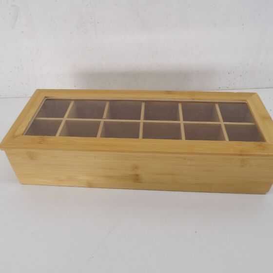 Кутия за чай Navaris Bamboo - органайзер за чай с 12 отделения