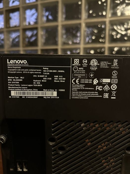 PC Lenovo Legion - Intel i5-9400F | GTX 1660 Ti | 16GB RAM | Windows 10