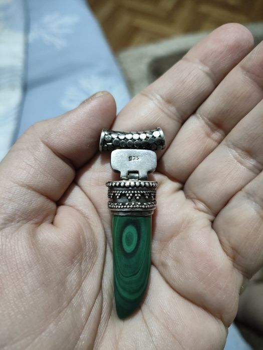 Кулон серебро с малахитом