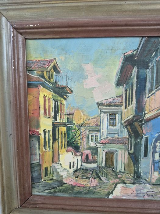 Пейзаж масло "Старият Пловдив "