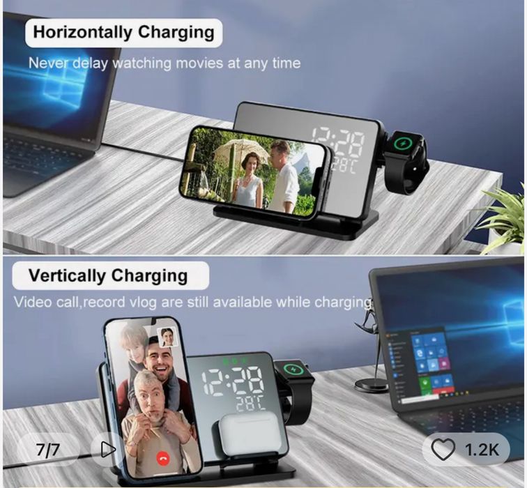 Încărcător fără fir 3 în 1 pentru iPhone și  Apple Watch