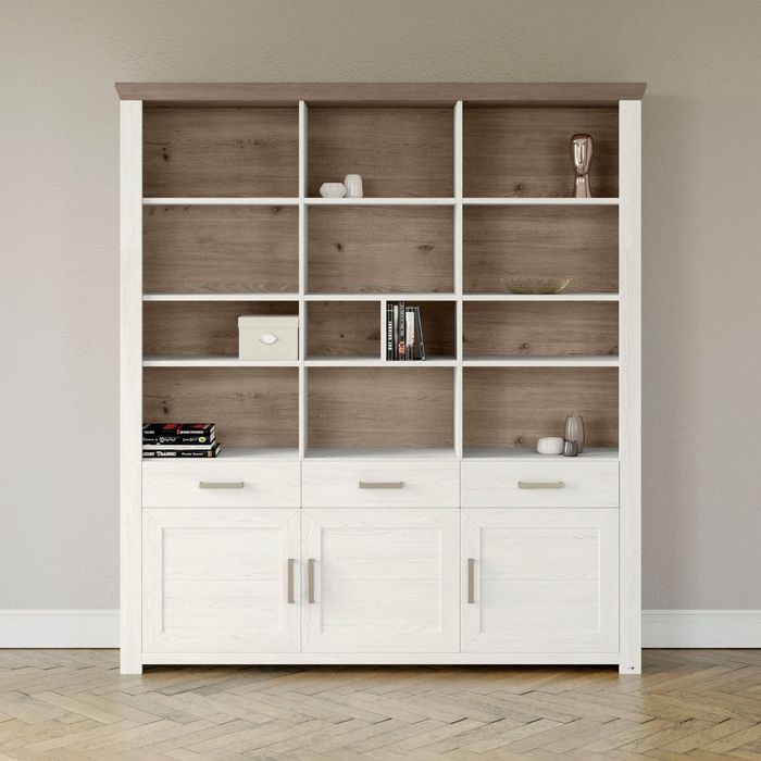 Bibliotecă YORK cu 3 Uși și 3 Sertare – 184x207x42 cm