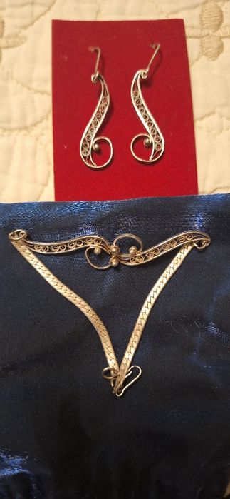 Сребро сет с тюркоаз, Ин и Ян, етно ръчна изработка