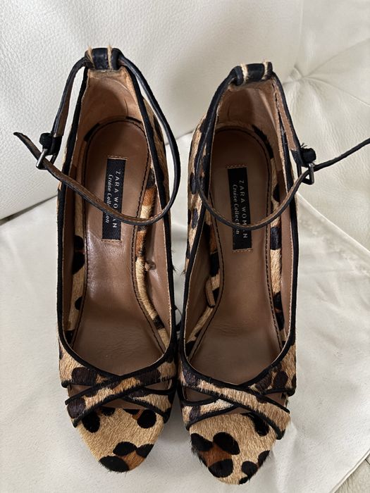 Pantofi din piele naturala animal print 37