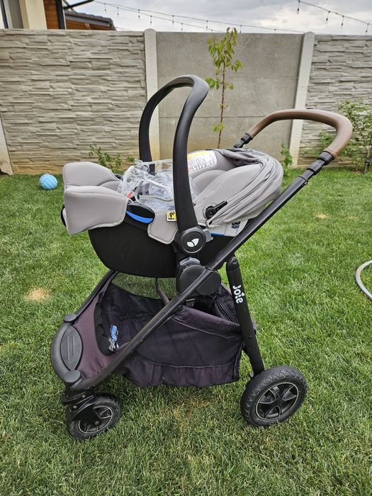 Carucior 2 in 1 pentru copii Joie Chrome + Joie - Scoica auto i-Snug, 40-75 cm, testata ADAC