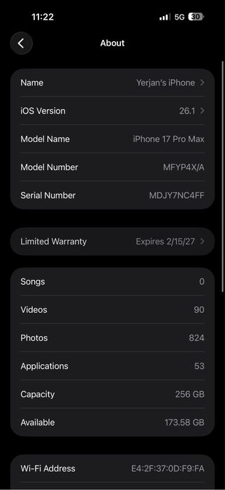 Iphone 17 promax 256 gb bh100