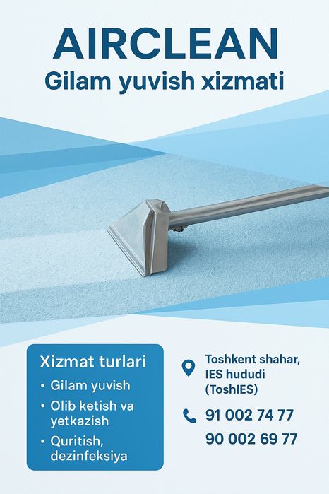 Yumshoq mebel va gilam yuvish xizmati