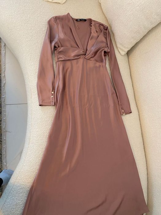 Rochie satin lunga zara M