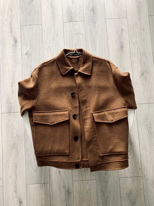 Geacă bărbați, ZARA Maro Camel Stil Suede cu Lână Mărimea M • NOUĂ