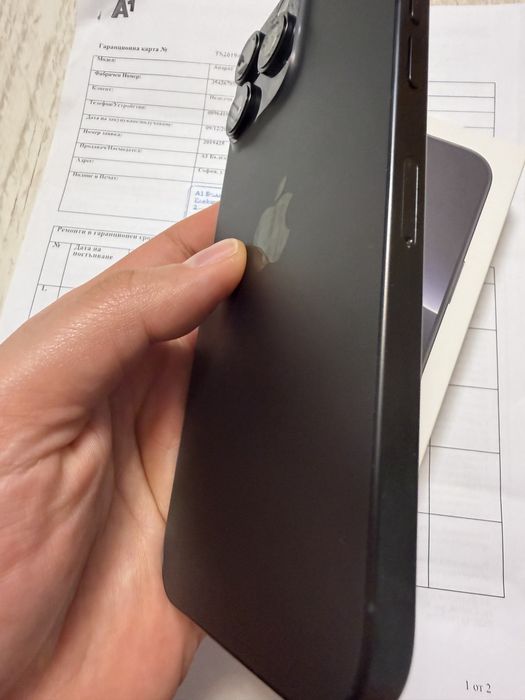iPhone 16 Pro Max Black titanium , в гаранция до 09.12.2026,94% batt
