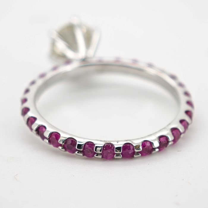 Inel 14k diamante naturale si safire 1.31ct