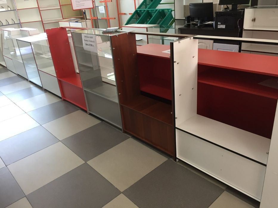 Прилавки витрина стеклянная касса остров торговый оборудование