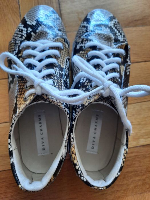 Pantofi sport dama din piele naturala cu imprimeu sarpe, mas.36