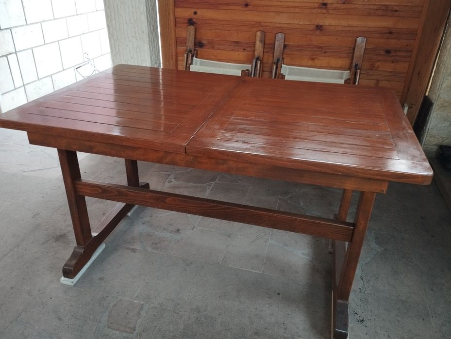 Дъбова градинска маса със 6 стола