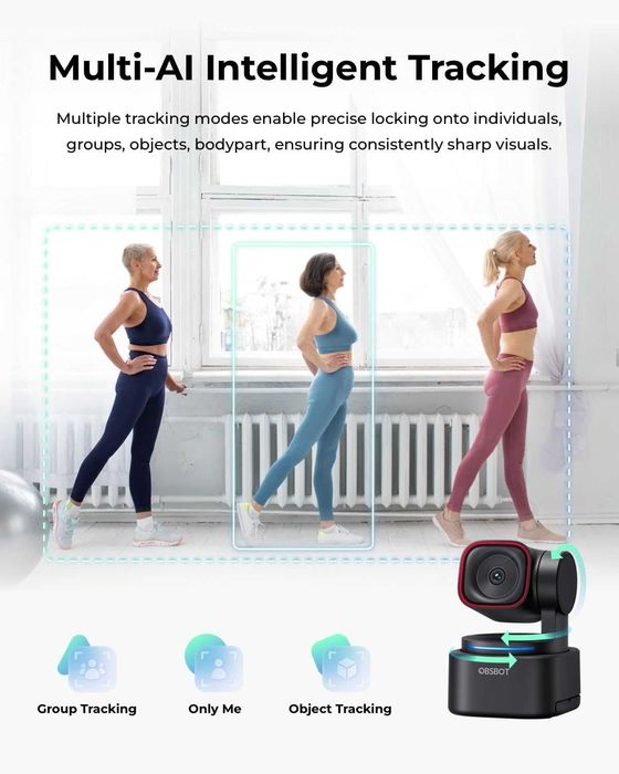 OBSBOT Tiny 3 Lite AI-Powered Spatial Audio 4K Webcam