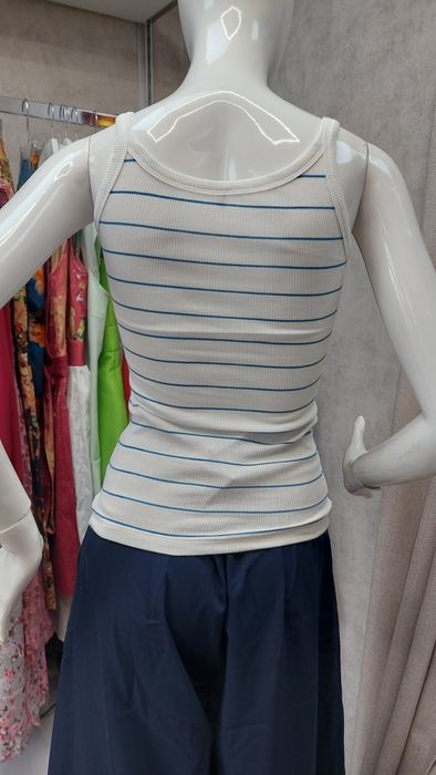 Рибсен потник бял със синьо райе