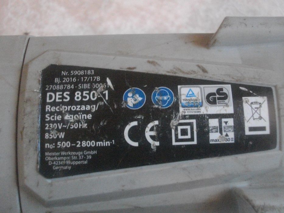 850 Вата Немски електрически Саблен Реципрочен Трион Duro Pro DES850-2