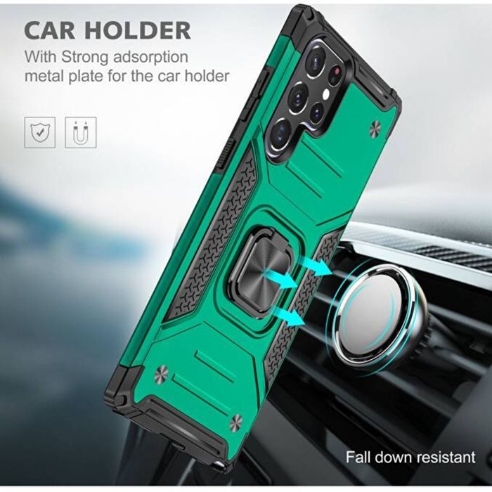 Husa Samsung Galaxy S22 Ultra Cubz Kickstand Ring - negru