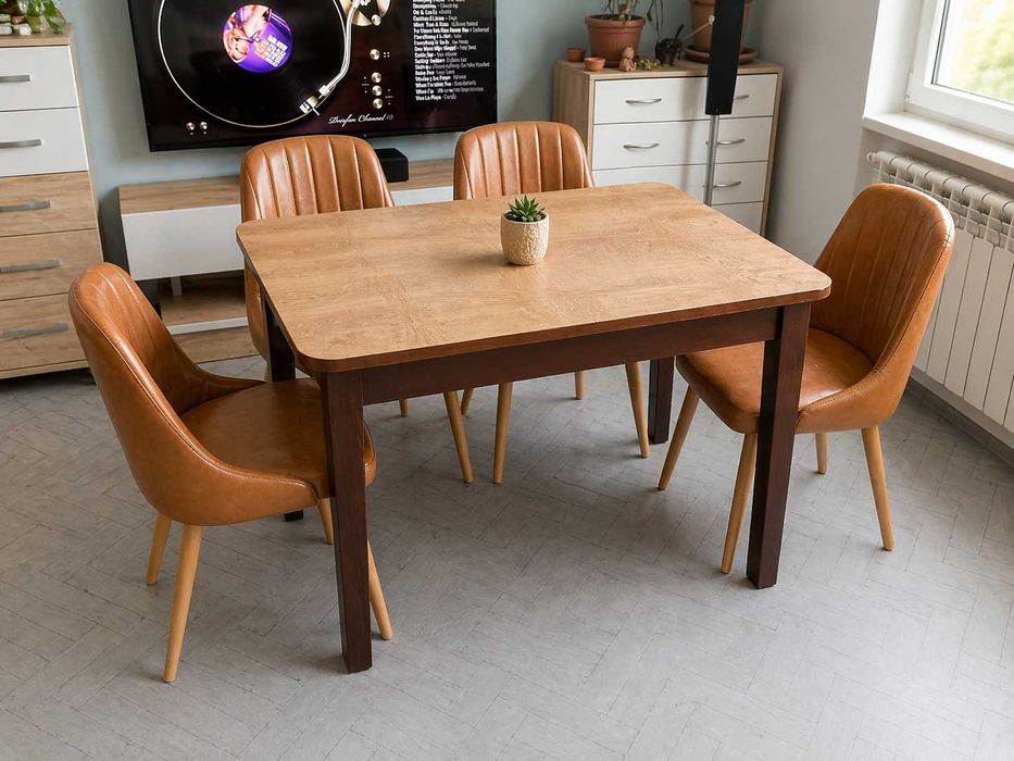 Masă dining + 4 scaune moderne – stare foarte bună – set complet