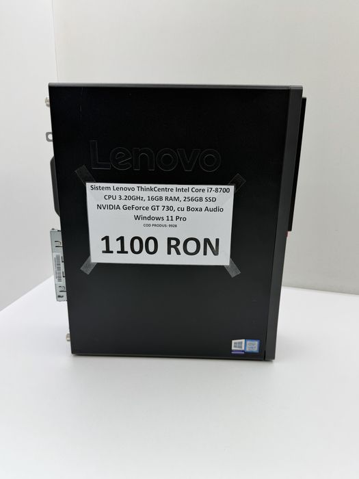 Lenovo ThinkCentre cu Intel Core i7-8700, 16GB RAM, SSD 256GB