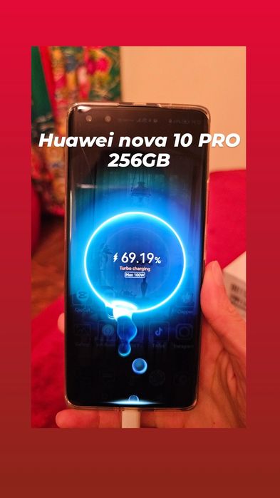 Huawei nova 10 Pro 256GB / 8GB RAM, Starry Silver, cutie + încărcător original 100Wa