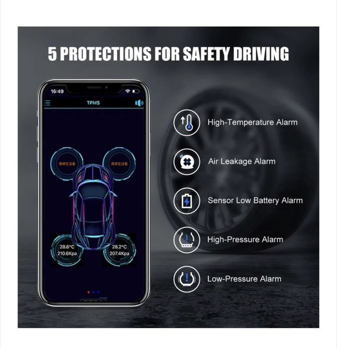 Sistem de monitorizare a presiunii pneurilor TPMS, Senzori externi set de 4 bucati.
