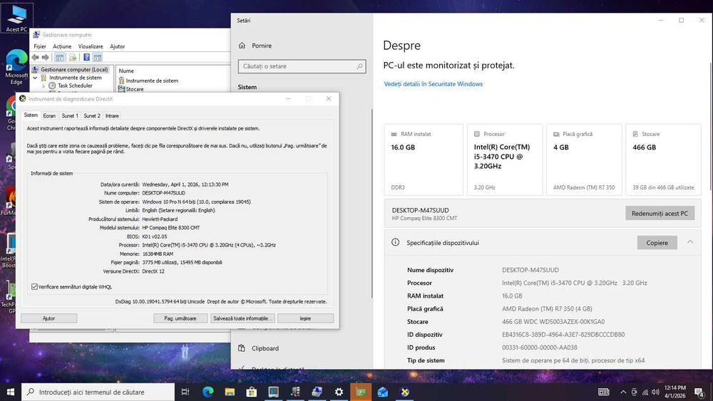 Pc HP i5 3470 16GB video Amd R7 350 4gb GDDR5 hard Compaq Elite 8300