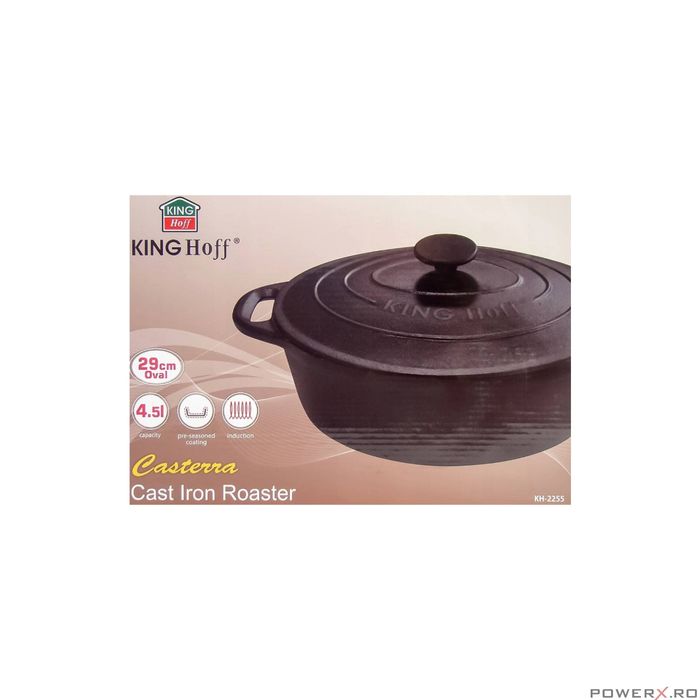 Oala din fonta 4.5 litri, cu capac, negru, KingHoff