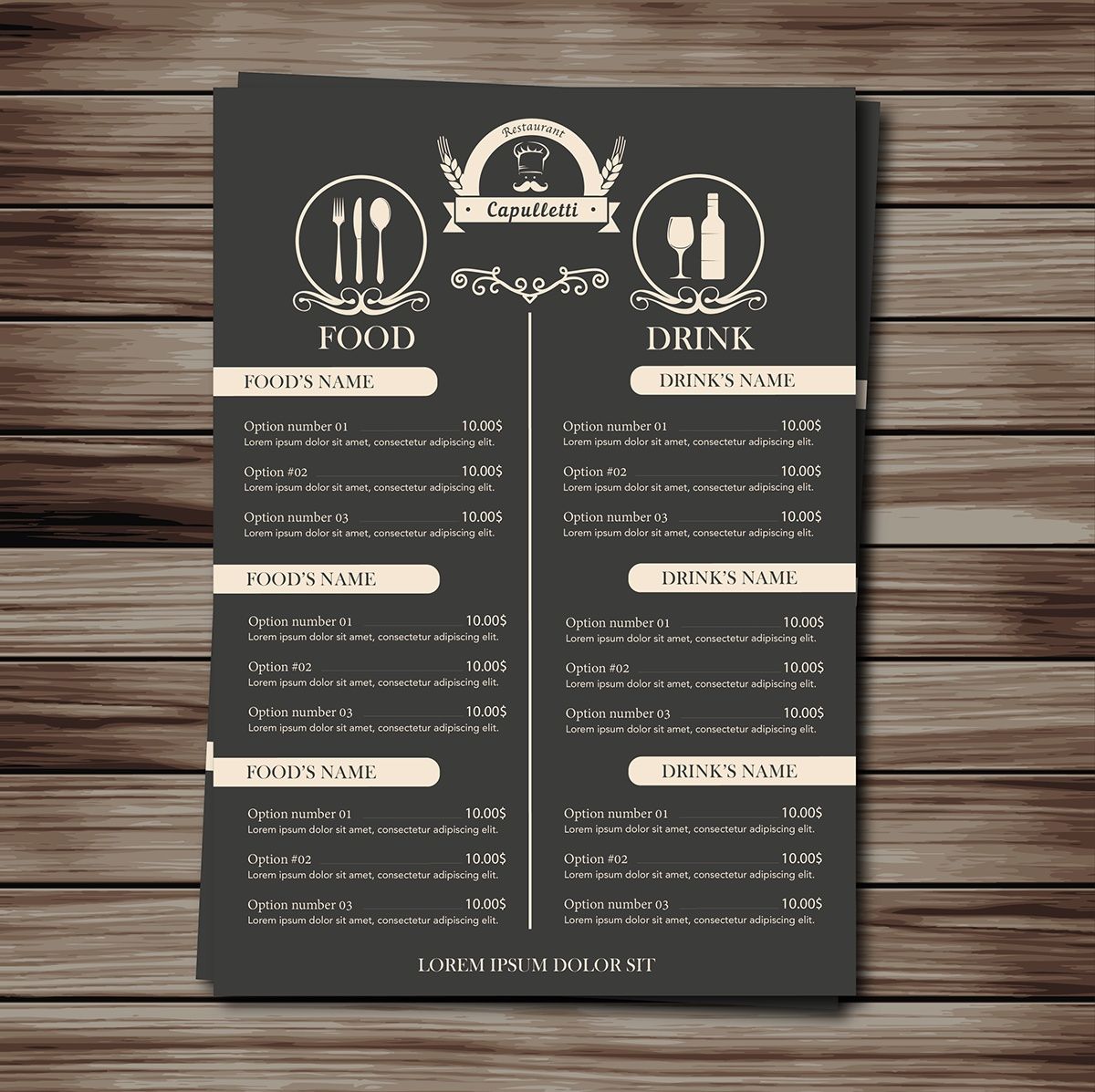 меню для ресторанов