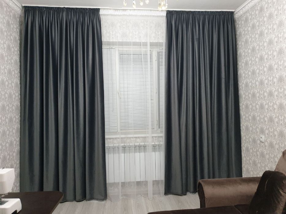Темно серые шторы, со скидкой