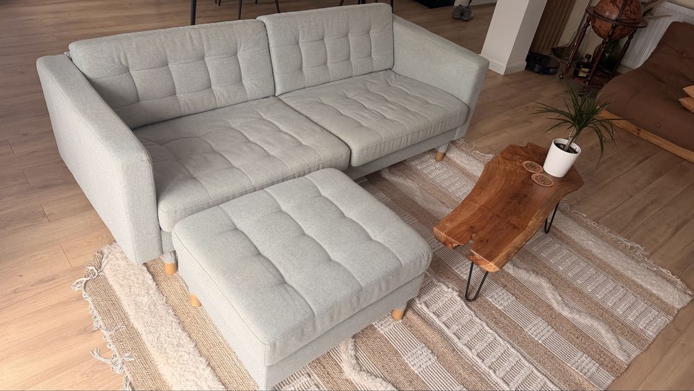 Canapea IKEA LANDSKRONA 3 locuri + taburet | Gunnared verde deschis | Stare foarte buna