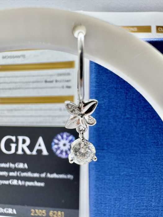 Сребърни обеци с мойсанит (Диамант) 0.5 карата