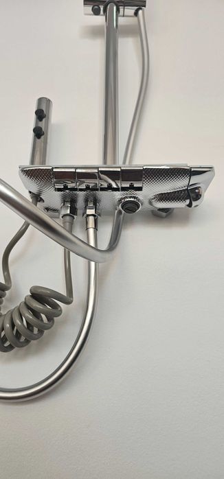 Set Dus Baterie SMART Afisaj LED cu Sticla Gri Antracit/Alb-Chrome