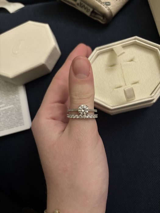 Swarowski- Stilla ring Set (2), Round cut, White, Rhodium plated