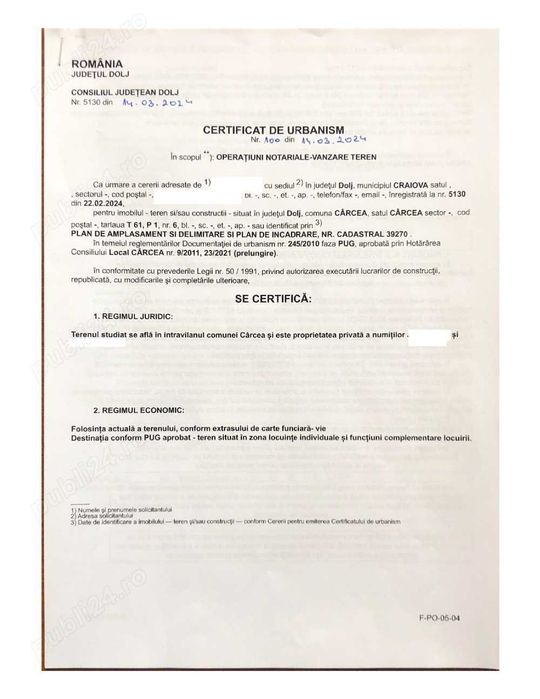 Vand teren intravilan,Crcea-Ford-Selgros-deschidere DE 70