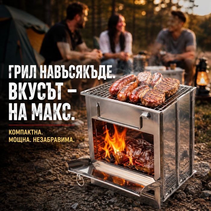 Сгъваема ракетна печка от неръждаема стомана – Преносима многогоривна печка за къмпинг, туризъм и градина