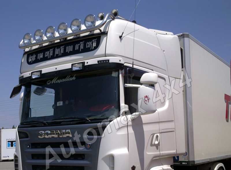 Bullbar, bara inox, suport proiectoare plafon Scania