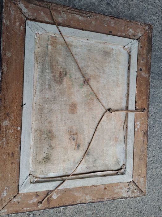 tablou romanesc pictura pe panza 53/43 cm semnat datat 1980