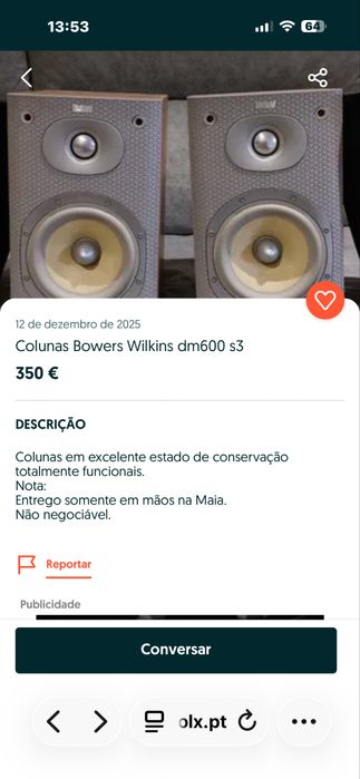 Boxe Bowers &Wilkins DM-600/S3,100W,Difz Din Kevlar,Tweeter Nautilius
