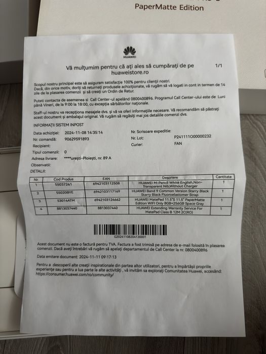 Huawei MatePad 11.5”S PaperMatte Edition