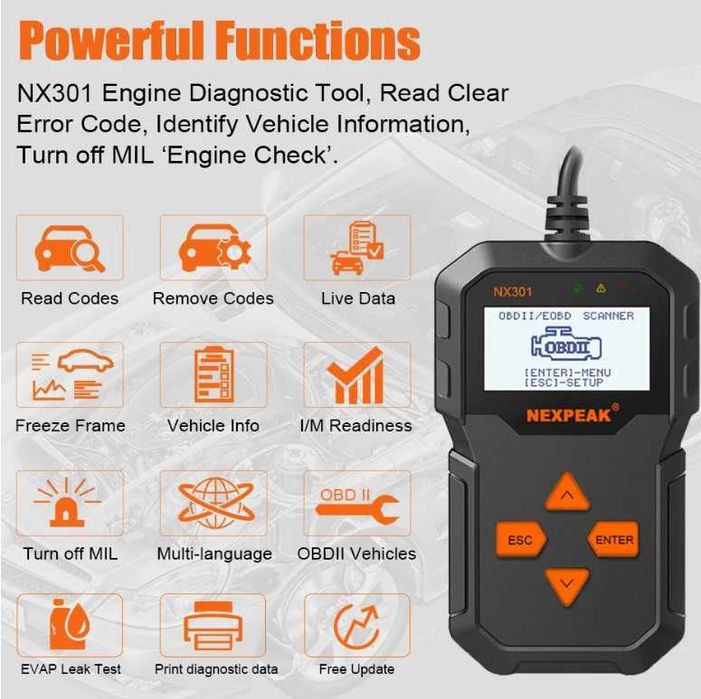 Автосканер NEXPEAK NX301  OBDII
