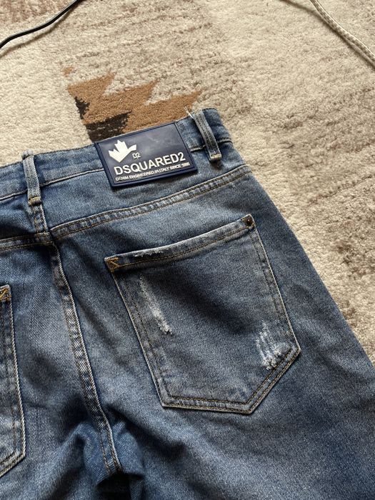 Blugi Dsquared2 Slim Fit barbati marimea 31 albastri cu rupturi aspect distrus Made in Italy