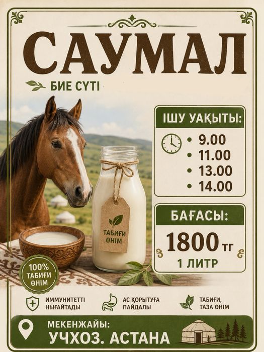 Саумал Қымыз Кумыс Кобылье молоко